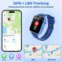 4G Kids Smart Watch with GPS Tracker, Video Call & Texting, Smart Watch for Kids with SIM Card, SOS, School Mode, HD Camera, Pedometer, Kid Watch Gift for Boys Girls Age 4-12, Bule