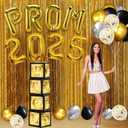 100Pcs Prom 2025 Balloon Boxes Decorations with LED Lights Black and Gold Prom Decorations for Party 2025 Graduation Party Supplies