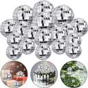 27 PCS Mirror Ball Cake Decorations - Reflective Ornaments for 70s Disco Themed Parties, Silver Table Decoration for Christmas Tree & Dance Music