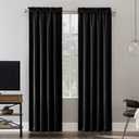 Sun Zero Oslo Theater Grade Extreme Total Blackout Rod Pocket Curtain Panel, 52" x 63", Black