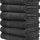 6 x QUBA LINEN Hotel & Spa 100% Cotton Bath Towels Pack of 6, Ultra Soft, Quick Dry, Lightweight, Highly Absorbent, Perfect for Face, Hands, Spa, Gym, Hotel, Resort & Daily Use - Grey (24" x 48")
