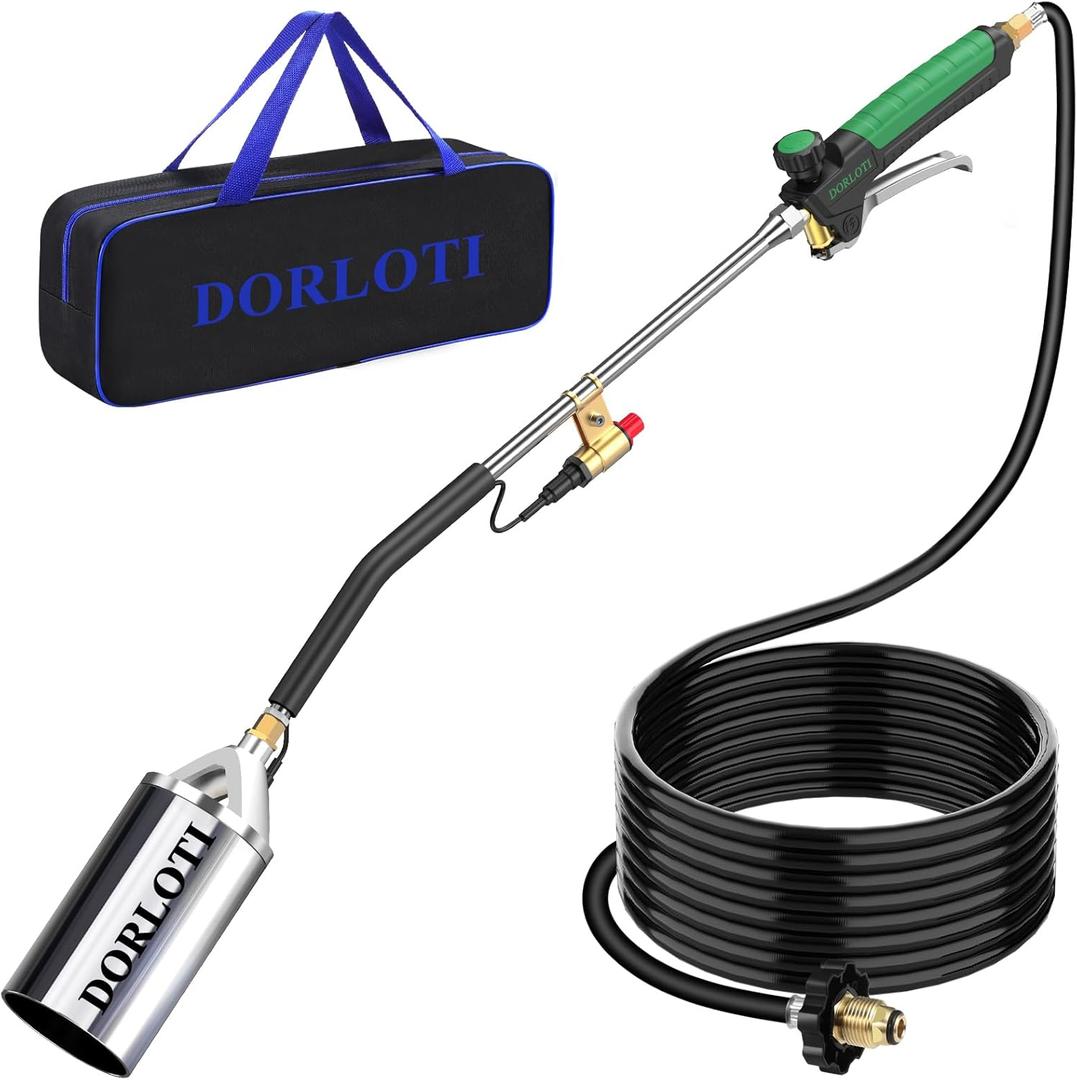 Propane Torch Weed Burner Kit, Blow Torch with 10FT Hose and Storage Bag, Heavy Duty Flame Weeder with Igniter for Weeding, Roofing and BBQ(Propane Tank Not Included)(33")