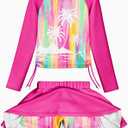 LQSZ Girls Rash Guard Swimsuit Long Sleeve Bathing Suit 2 Pieces with Shorts Swimwear for 3-12Y