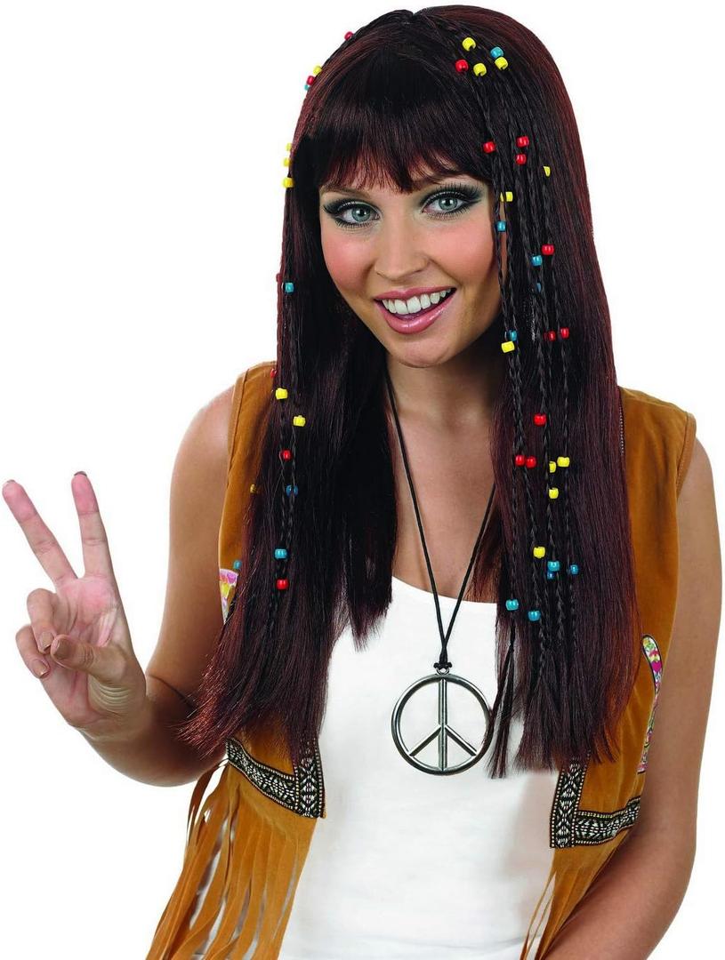 fun shack Hippie Wig Braided Black Wig Accessories Halloween Costumes For Women