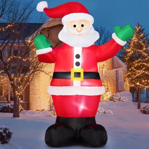 Joiedomi 6 FT Christmas Inflatable Santa with Gift Bag, Blow Up Xmas Inflatable Decorations with Build in LEDs for Christmas Decor, Yard Outdoor Garden Lawn Winter Decorations