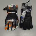 Ski Gloves, Waterproof and Breathable Snow Gloves for Cold Weather, Men & Women Boys and Girls (S(Fit Kids 8-10 Years), Black+orange)