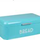 Retro Bread Box For Kitchen Countertop, Metal, (Turquoise) By Home Basics, Vented With Hinge Top Large Bread Box Keeps Loaves, Bagels, Croissants Fresh