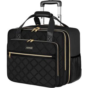 Ytonet Rolling Laptop Bag Women, Rolling Briefcase for Women, 17.3 Inch Laptop Bag with Wheels Rolling Computer Bag Laptop Case for Work Travel College Business Wife Mom Teacher, Black (Large)