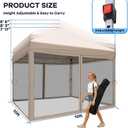 8x8 Pop Up Canopy with Mosquito Netting, Ez Up Portable Waterproof Instant Outdoor Screen Shelter, Pop Up Tent for Patio, Backyard, Parties, Camping and Events, Beige