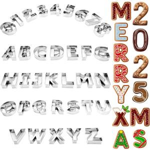 35 Pcs 3 Inch Large Size Alphabet & Number Sandwich Cookie Cutters Sets Funny Metal Baking Tool Stainless Steel Letters Biscuits Mold Home Party Supplies