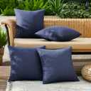 MIULEE Pack of 4 Decorative Outdoor Throw Pillow Covers Linen Waterproof Pillow Covers Summer Farmhouse Cushion Cases for Patio Garden Tent Balcony Couch Sofa 18 x 18 Inch Navy