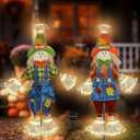 Fall Decorations Outdoor Scarecrow with Firework Lamp, Solar Powered Autumn Harvest Thanksgiving Halloween Decor for Yard,Garden,Porch, Farmhouse - 39 Inch