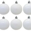 6Pcs Christmas White Snowball 40mm Novelty Ball Ornament Shatterproof Plastic Glittering Bauble for Xmas Tree Hanging Decor, Winter Wedding Party Decorations (White)
