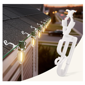 Universal Christmas Lights Clips, 100 Count All-in-One Gutter Clips for C7/E12, C9/E17 Lights, Mini String Lights, Rope Lights, Outdoor Christmas Decor