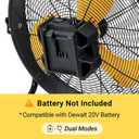 18" Brushless Cordless Floor Fan Compatible with Dewalt 20V Max Battery | 2500CFM Quiet Industrial Fan with AC Adapter, 5 Speeds 360Tilt Portable Metal Shop Fan for Garage Jobsite Camping(Tool Only), 18in