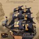 ROBOTIME Seahorse 3D Wooden Puzzles for Adults, Black Sailboat Model Kits for Boys and Men, Home Office Decor Gifts Pirate Ship Building (603 Pcs), Large