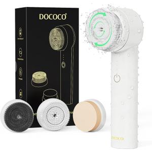 Facial Cleansing Brush, Electric Face Scrubber with 2 Rotational Directions, 3 in 1 Facial Brushes for Cleaning and Exfoliating, 3 Speeds Adjustable, Waterproof Face Wash Brush for Men Women