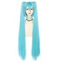 ANOGOL Hair Cap+ 120CM Blue Ponytail Wig Cosplay Lolita Wigs with Double Ponytails Long Straight Blue Cosplay Wigs Synthetic Hair Party for Anime Costume Halloween Outfit