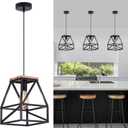 Farmhouse Pendant Light, Metal and Wood Chandelier Light Fixture, Rustic Pendant Lighting for Kitchen Island, Bedroom, Dining Room and Entryway
