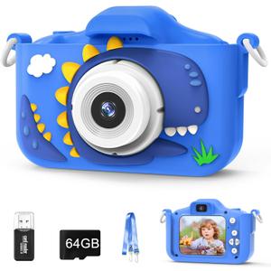 Kids Camera for 3-8 Year Old Girls Boys, 48MP Dual Lens 1080P Toddler Camera for Kids with 64GB SD Card, Children Digital Video Camcorder Selfie Camera Christmas Birthday Gifts (Blue)