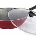 Generic Nonstick Wok Pan with Lid, 11 inch, Starflon Max, PFOA Free, Tempered Glass, Heat Resistant Handle, Dishwasher Safe, Gas Stove