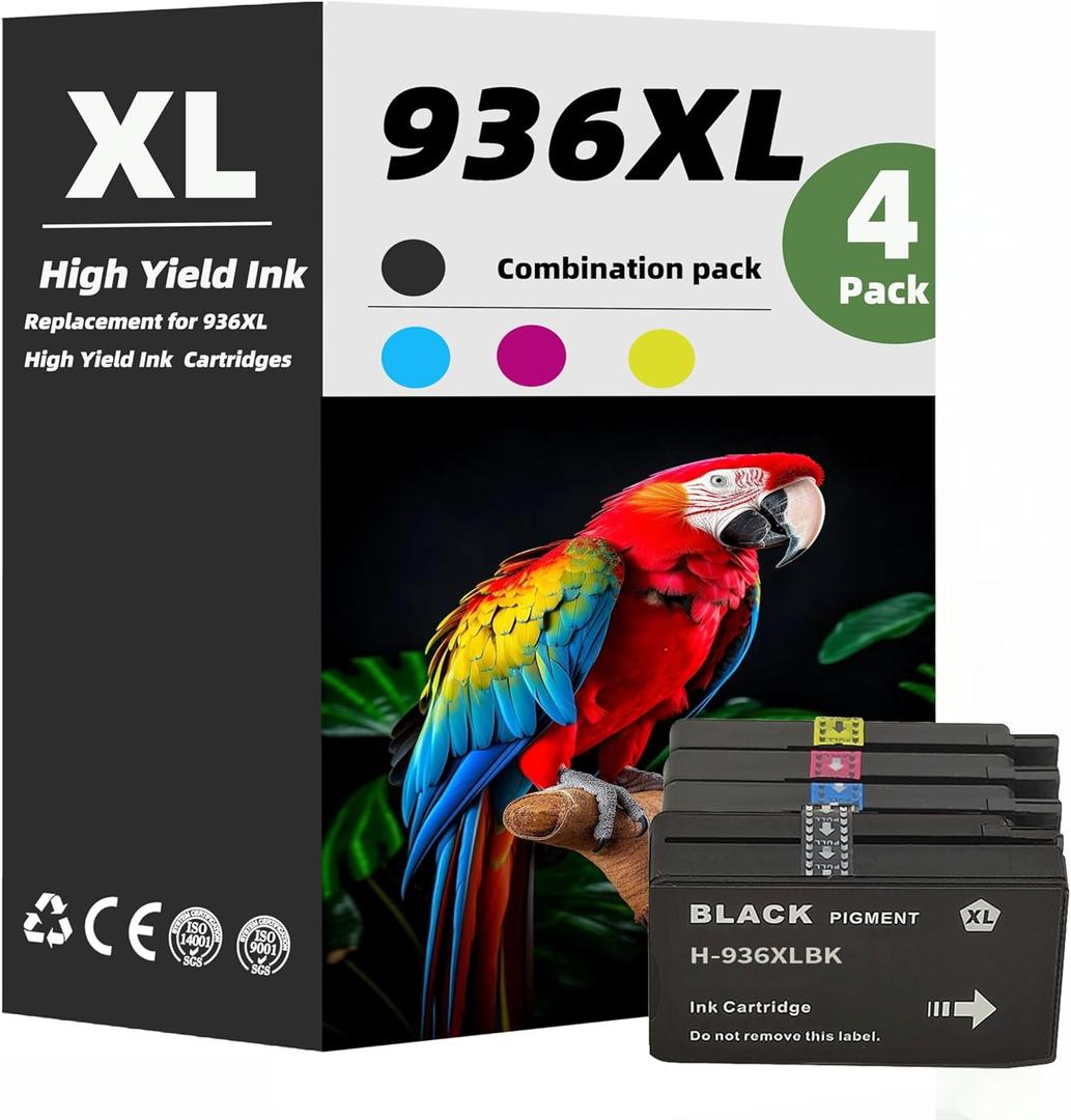 936XL Ink Cartridges for HP Printers Compatible for HP 936XL Ink Cartridges Combo Pack Work with OfficeJet Pro 9120 Series 9125 9135 9130 9730 9110 9120 9110b 9120b 9130b Printers | with Chip  4Pack