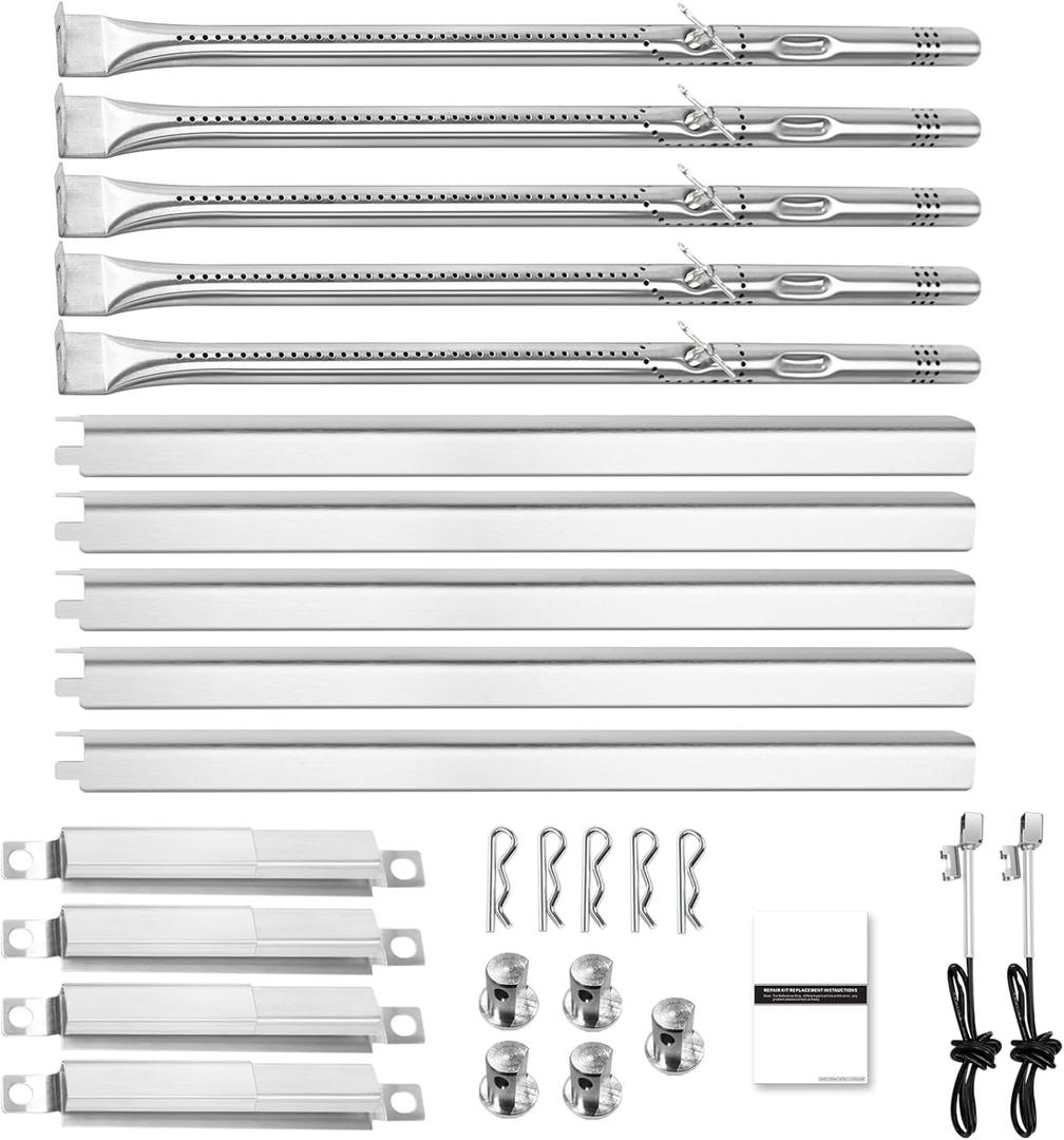 Grill Replacement Parts for Charbroil Performance 5 Burner 463448021 463450022 463451022, 4 Burner 463365021 463352521 463366022, G325-0002-W1 G327-2100-W1, 15.5 Heat Plate, 15.3 Burner, Igniter