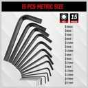 SEDY 32-Piece Hex Key Wrench Set, Metric and SAE Allen Wrenches (0.028-3/8 inch, 0.7-10 mm) L Shape Allen Keys, Chrome Vanadium Steelwith 2x Extension Handle