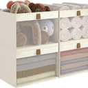 Linen Closet Organizers and Storage, Closet Storage Bins Basket Organizer, Foldable Organization Baskets with Mesh Window for Clothes Towels and Toys, 12.75" x 12.75" x 9", Beige, 4 pack