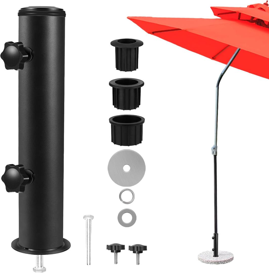 Lalafancy Universal Umbrella Stand Replacement Tube, Heavy Duty Outdoor Umbrella Base Parts, Stainless Steel Patio Umbrella Base Replacement Bracket for Original Granite Stand, Black