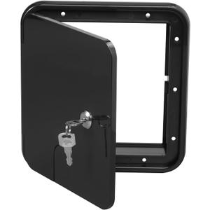 RV Access Door, RV Electrical Cord Trailer Power Cord Hatch Cable Cover Camper Hose Storage Door RV Compartment Door, Black Large Size with 2 Keys