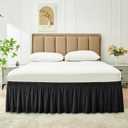 Biscaynebay Wrap Around Bed Skirts for Twin & Twin XL Beds 15" Drop, Black Adjustable Elastic Dust Ruffles Easy Fit Wrinkle & Fade Resistant Silky Luxurious Fabric Machine Washable
