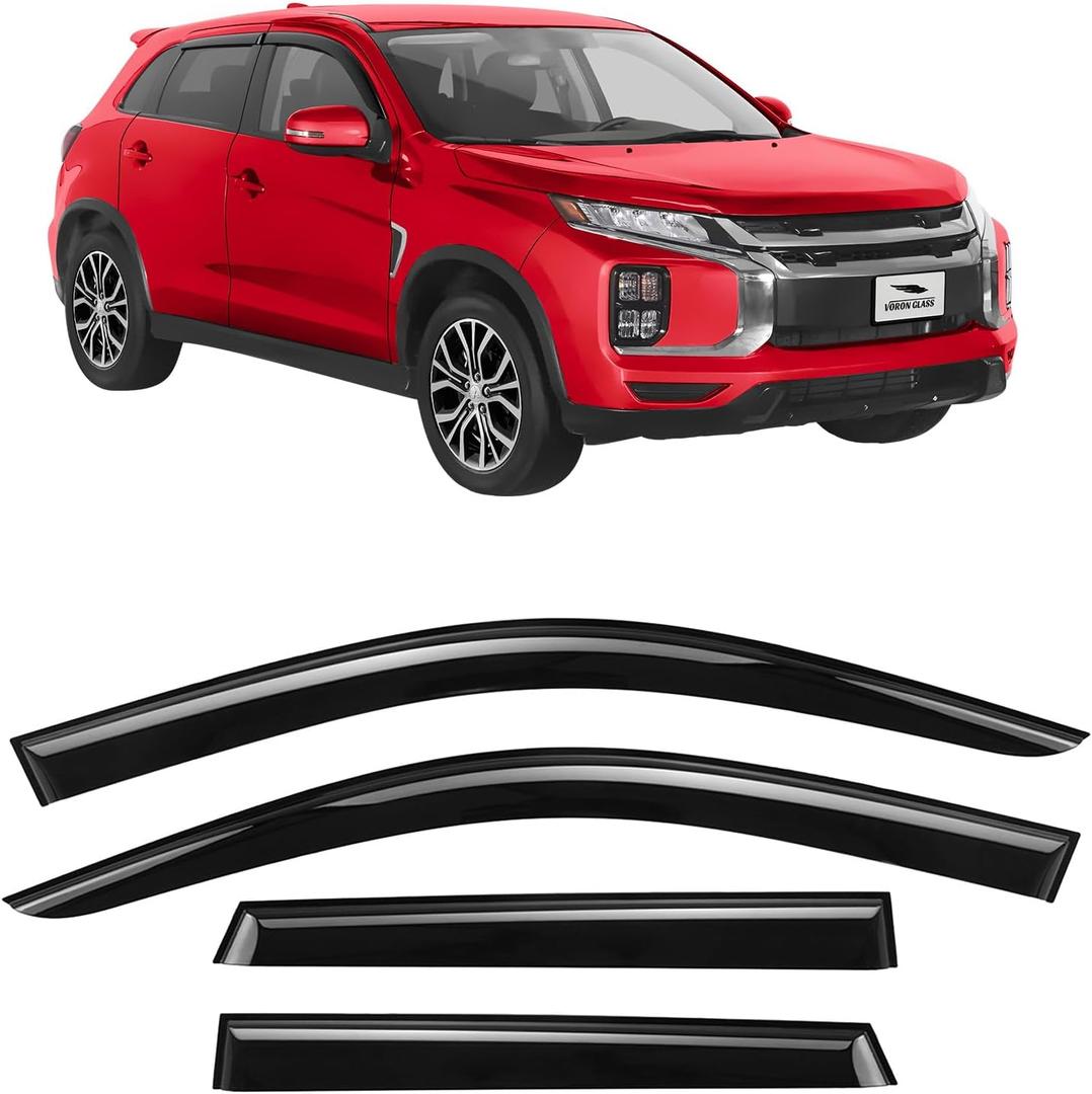 Voron Glass Tape-on Extra Durable Rain Guards for Mitsubishi Outlander Sport 2011-2026, Window Deflectors, Vent Window Visors, 4 Pieces - 120046