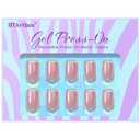 BTArtbox Press On Nails Short - Square Press On Nail, Pink Chrome Nail Tips Glue On Nails with Nail Glue, Reusable Stick On Nails in 16 Sizes - 32 Soft Gel Fake Nails Kit, Lotus Glazed
