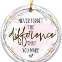 3 x Thank You Gift Ornament 2025, Never Forget The Difference That You Make Ornament – Inspirational Quote Gift for Teacher, Friend, or Coworker, Appreciation Keepsake, Motivational Christmas Ornament