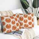 Orange Pumpkin Fall Throw Pillow Covers 18x18 Inch Set of 2 Autumn Themed Thanksgiving Harvest Print Square Decorative Pillowcases Orange Cushion Cover for Sofa Couch