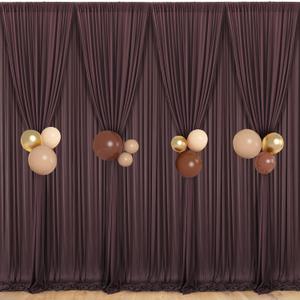 40 ft x 10 ft Wrinkle Free Brown Backdrop Curtain for Parties, Wedding Brown Photo Backdrop Drapes, Fabric 8 Panels 5ft x 10ft for Baby Shower Photoshoot Engagement Birthday Photography Background