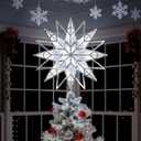 Christmas Tree Topper, 11.8 Inch Lighted Tree Topper with 10 White LEDs, Durable Metal and Plastic, Includes 1pc Spare Fuse and 2pcs Replacement Bulbs (Clamp/Pole Mount)