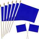 WEITBF 12Pcs 812 Inch Solid Blue Flags Small Blank Sublimation DIY Flags on Stick Mini Triangle Handheld Solid Color Graffiti Flag