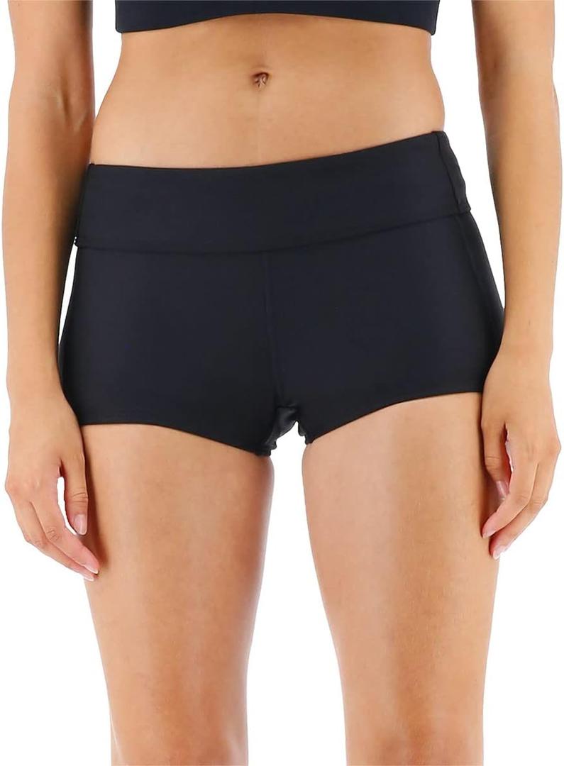 TYR Women's Standard Durafast Elite Casey Swim Boyshort (12, Black)
