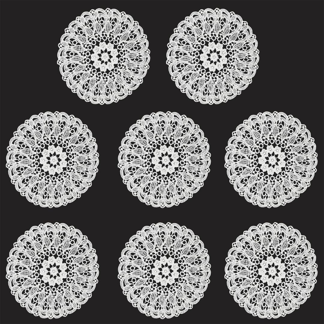 8 Pieces Doilies 10 Inch Crochet Round Lace Doily Handmade Placemats Crocheted Coasters, White Astilbe