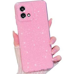 MINSCOSE for Moto G Stylus 2023 Case,Cute Super Vibrant Neon Glitter Shiny Bling Sparkly Case Thin Slim Shockproof Camera Protection Cover for Women Girl for Motorola Moto G Stylus 2023-Pink
