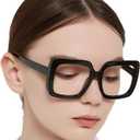 OCCI CHIARI Reading Glasses Women 1.0 Oversized Square Reader(1.0 1.25 1.50 1.75 2.0 2.25 2.5 2.75 3.0 3.5 4.0) (Black)