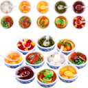 10 Pieces Mini Toy Food Miniatures Chinese Play Food Blue and White Pottery Sweet Soup Syrup Noodle Bowls for Kitchen Dollhouse Accessories