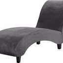 H.VERSAILTEX Velvet Chaise Lounge Cover, Luxury Armless Chaise Cover for Living Room, Machine Washable, Grey, 12"D x 12"W x 3"H