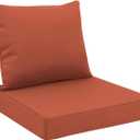 Favoyard Outdoor Seat Cushion Set 22 x 24 Inch Waterproof & Fade Resistant Patio Furniture Cushions with Removable Cover Deep Seat & Back Cushion with Handle and Adjustable Straps for Chair Sofa Couch (Spice)
