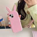 Bunny Case for iPhone 13 Pro Max Case, Cute 3D Pink Kawaii Long Rabbit Ears Silicone Fun Cartoon Rabbit Case Protective Cover for Women Girls