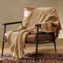 Chenille Throw Blanket for Couch, Cozy Soft Blanket Lightweight Decorative Throw for Living Room Sofa Chair, Stylish Home Decor, Ideal for Gifting, Khaki 50"x60"