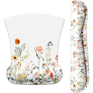 ITNRSIIET Mouse Pad Wrist Support Keyboard Wrist Rest Pad Ergonomic Mousepad Non-Slip Memory Foam Keyboard Pad Easy Typing Pain Relief Perfect for PC Laptop Gaming Office, Wildflowers
