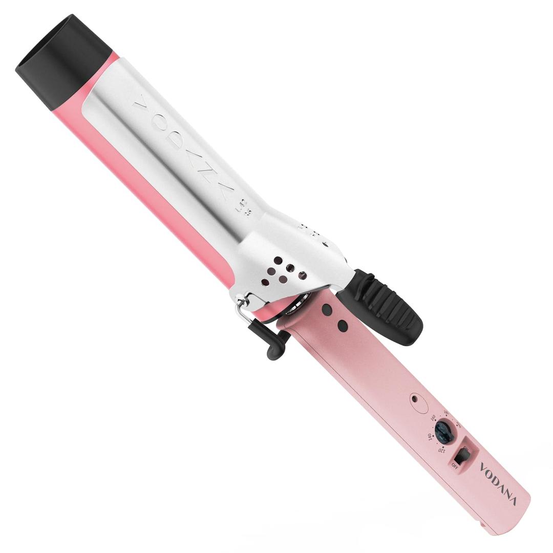 VODANA Professional GlamWave Ceramic Curling Iron, Long-Lasting Natural Curls, Instant Heat, Hair Curler, Curling Wand(1.6 inch, Pink)
